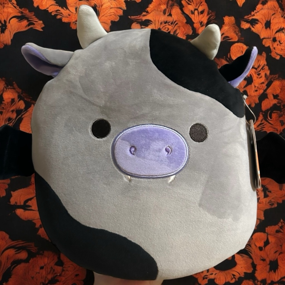 12-inch Bridgette Squishmallows Plush Toy Purple Black Cow BatHalloween 2024